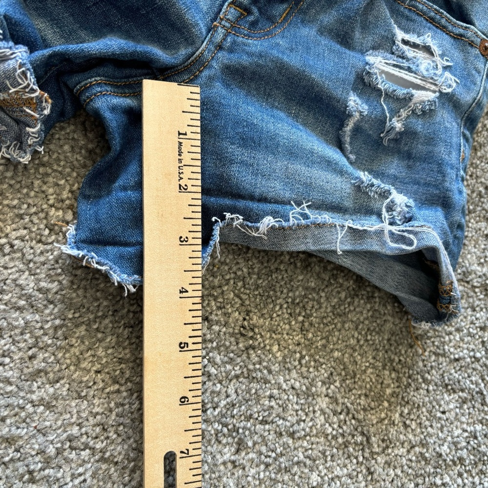 American Eagle shorts womens 0 blue hi rise shortie distressed denim casual - Picture 13 of 13
